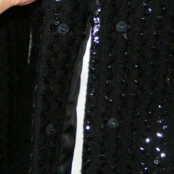 Vintage TEAL TRAINA Jacket, S, Black Boucle, Sequins, Snap front, Lapel Collar - Picture 8 of 12